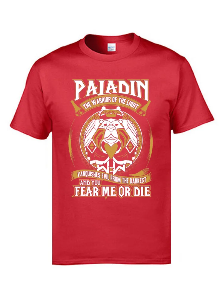 All Cotton Man Short Sleeve Design Tshirts Personalized Tops & Tees Graphic Customized Crew Neck Tops Tees Free Shipping Paladin The Warrior Of The Light Wow 3364 red