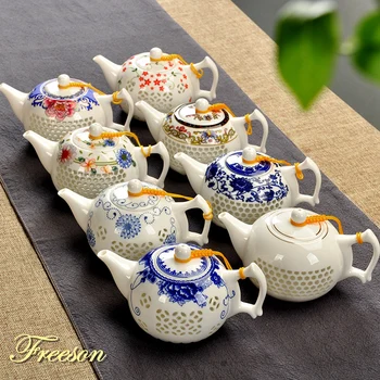 

Porcelain Tea Pot Traditional Chinese Blue White Rice Pattern 170ml Ancient China Ceramic Teapot Puer Kongfu Teaware Samovar