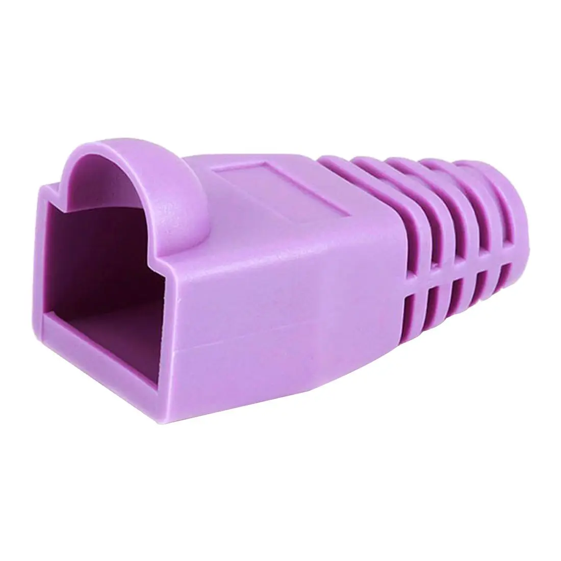 

100 Pcs Strain Relief Boots Soft Plastic Network Cover Modular Plug Cover for Cat5 Cat5e Cat6 RJ45 (Purple)