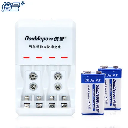 Achat Doublepow nouveau DP 6F22 9 v batterie 280 mah * 2 batterie multimètre microphone batterie + 9 v D03 chargeur * 1, multimètre, microphone, KTV
