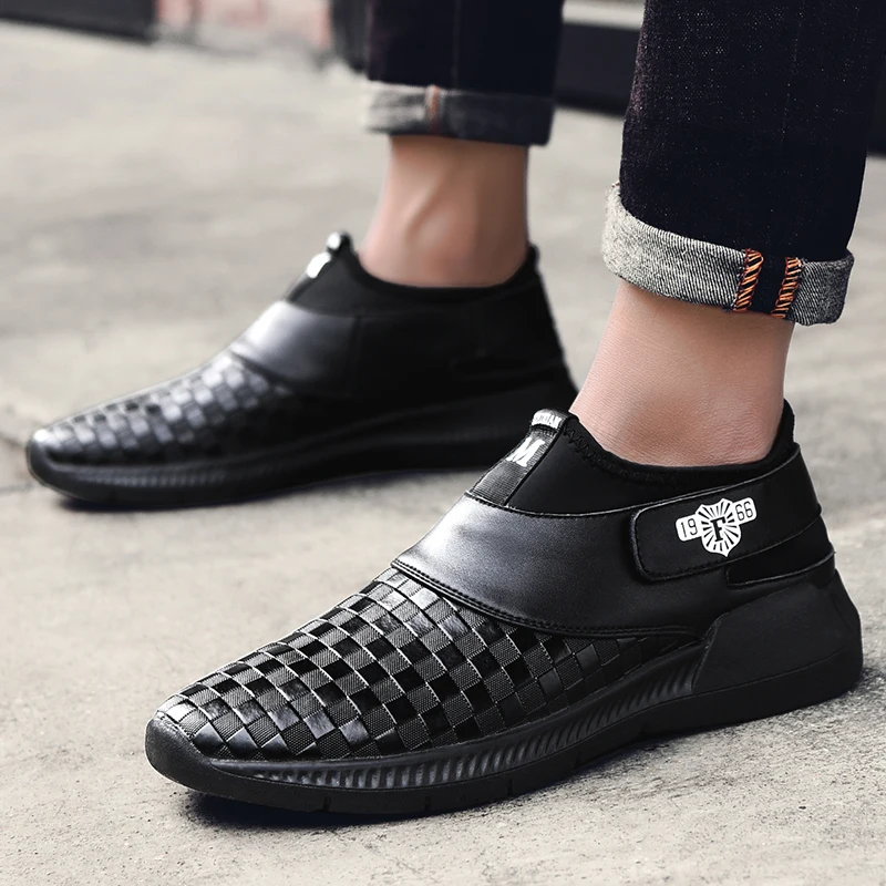 Nouvelle Étanche Mocassins Rouge Pour À 2019 Homme Mode Semelles Chaussures Compensées Black Slip Et Sneakers En Noir Cuir Mâle On red Hommes De Décontracté PkiXZuO