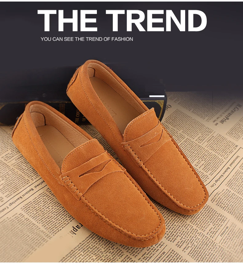 Mens Leather Casual Shoes Men Fashion Loafers Mens Leather Driving Shoes Suede Leather Men Loafers Moccasins Dress Shoe Penny Loafer (1)