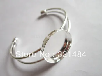 

Wholesale 100piece/lot 25mm Caps Silver plated Bezels Cameo Base Cabochon Setting Brass Cuff Bracelet Blanks