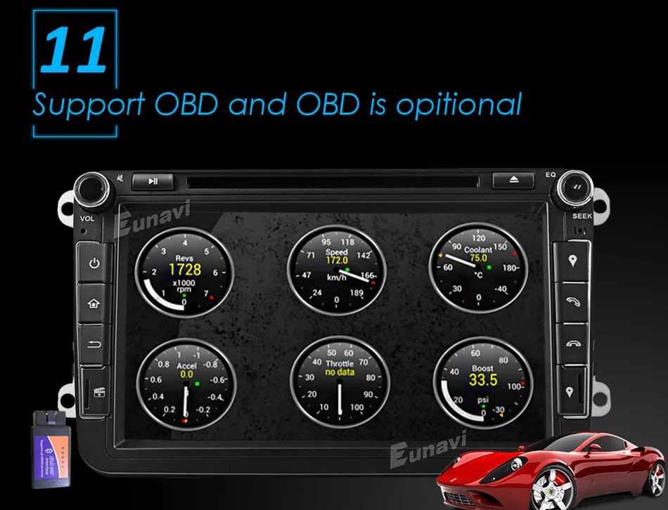 Best Eunavi Android 8.0 Octa Core 4GB RAM Car DVD for VW Passat CC Polo GOLF 5 6 Touran EOS T5 Sharan Jetta Tiguan GPS Radio Seat A 18
