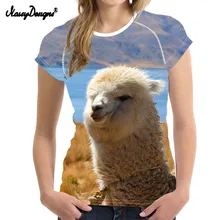 Бесшумные дизайнерские женские футболки с забавным животным рисунком альпаки футболка с круглым вырезом и 3D-принтом для девочек-подростков