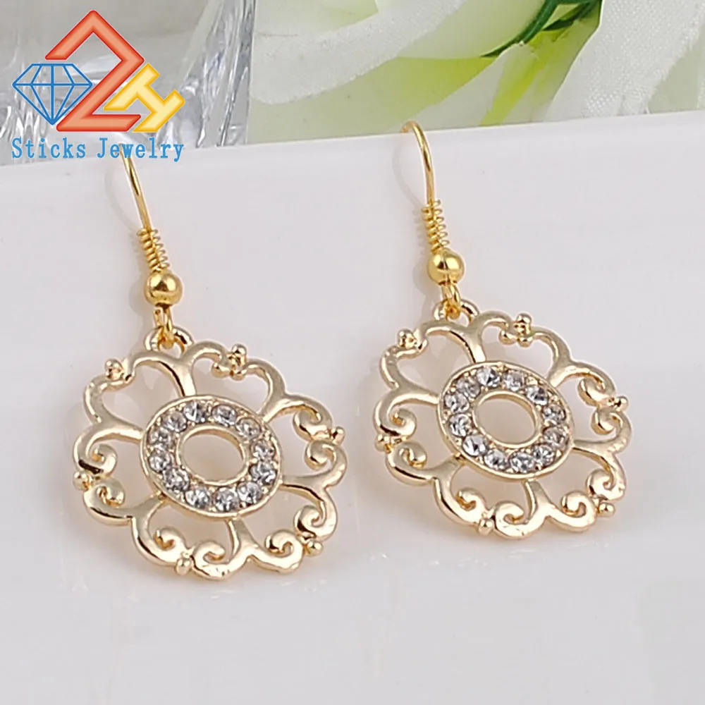 

Fashionable Bright Earrings White Rhinestones Earrings Fish Ear Hook Metal Alloy Accessories Earrings