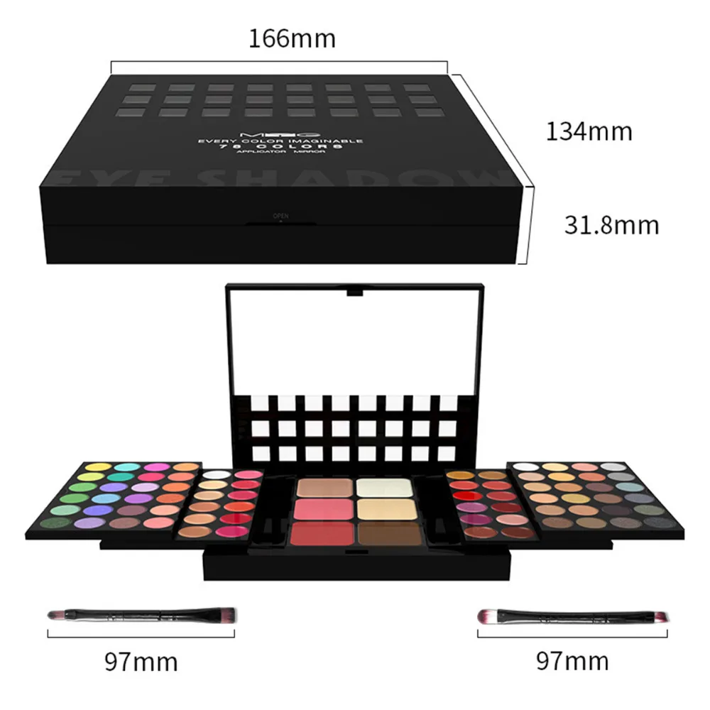 

78-Color Eyeshadow Palette Set Box Eyeshadow Lip Gloss Foundation Mineral Powder multicolorful Makeup Kit Cosmetics with Brushes