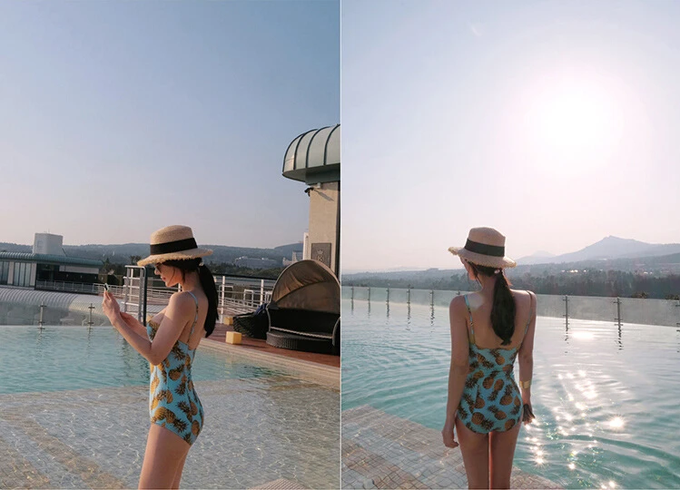 Summer Print Swimsuit HOT Women Summer Sleeveless V-Neck One Piece Swimsuit Push Up Pineapple Print Bikini Jumpsuits bodysuits
