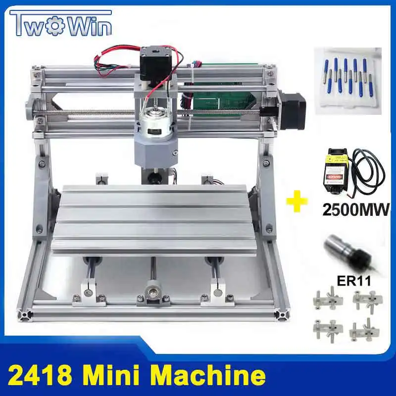 CNC 2418 GRBL управления Diy станок с ЧПУ, рабочая зона 24x18x4,5 см, 3 оси Pcb ПВХ фрезерный станок, древесины маршрутизатор, резьба гравер, v2.5 - Цвет: 2500mw laser machine