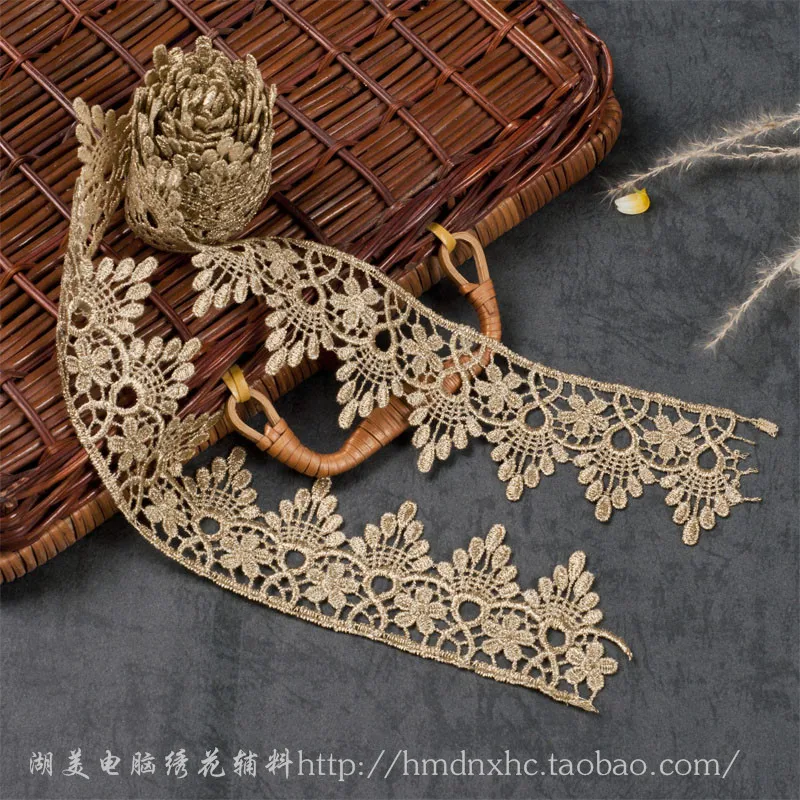 Free Shipping 5 Yards 5cm Width Gold/Silver Lace Trims Lace Applique