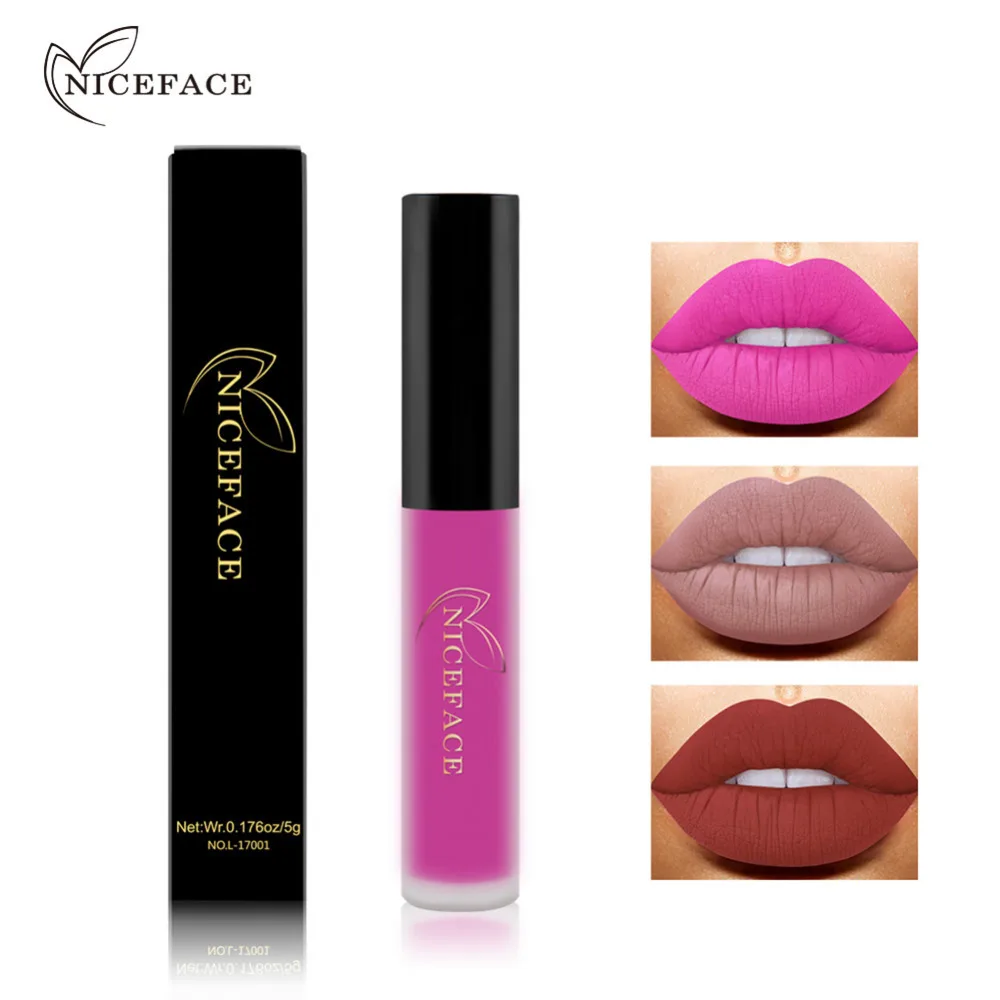 

NICEFACE Brand Makeup Waterproof Batom Tint Lip Gloss Lip Stick Red Velvet Nude Matte Long Lasting Lipstick Maquiagem Cosmetics