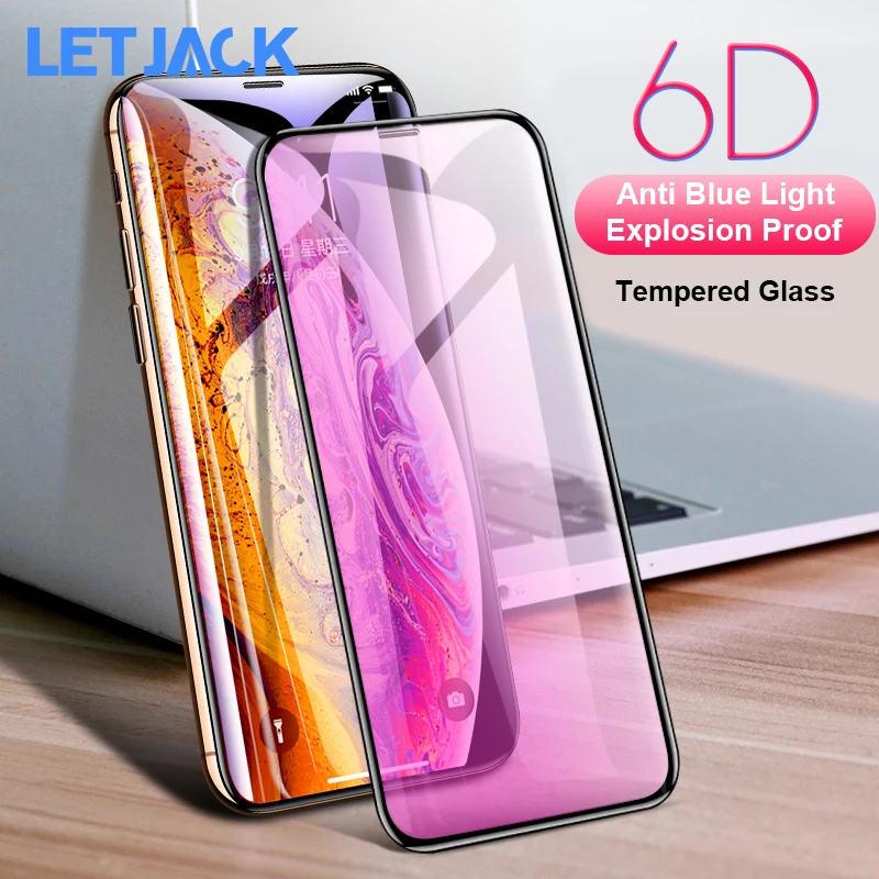 6D анти синий свет полное покрытие закаленное стекло для iPhone 11 Pro X XS MAX XR Защита