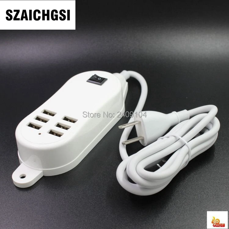 SZAICHGSI 6 портов USB зарядное устройство 5 В 3A США TU UK вилка для iPhone7 Plus iPad iPod Samsung Mp 3 4 PSP