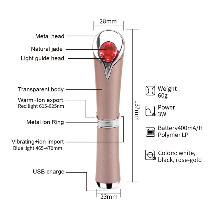 Микро Вибрация нефритовый Ион тепловой глаз Релаксация глаз мешок морщин темный круг удаление коллагена рост для разглаживания кожи ручка-массажер