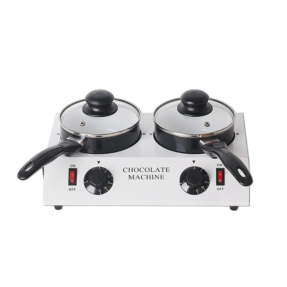 Chocolate melting Furnace Mini Electric Chocolate Melter Machine 2 Pots Ceramic Non-Stick Pot Tempering Cylinder Melter Pan