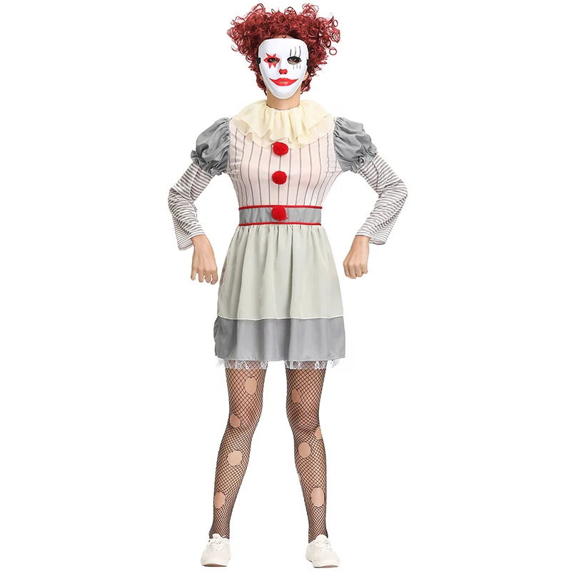 

Women Halloween Horror Stephen King It Clown Pennywise Costume Costume Adult Ladies Carnival Fancy Party Dress Up Outfit