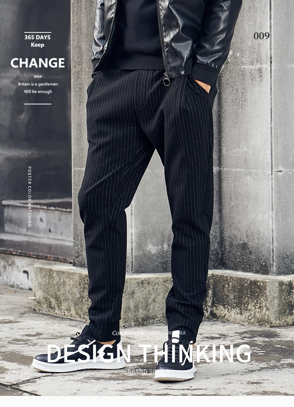 Enjeolon брендовые Весенние длинные прямые брюки мужские черные штаны в полоску мужские качество Толстые повседневные штаны мужчины KZ6331