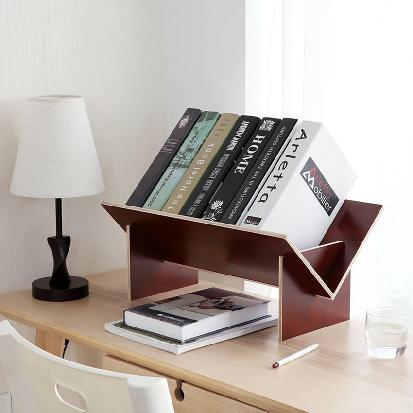 

Solid Wood Desktop Assembly Bookshelf Table Floor Bookcase Mini Storage Rack Magazine Newspaper Holder Home Furniture Students