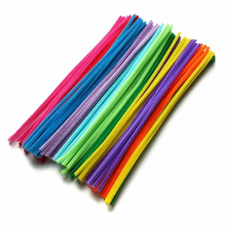 200PCS Multicolor Mixed Plush Iron Wire Flexible Flocking Craft