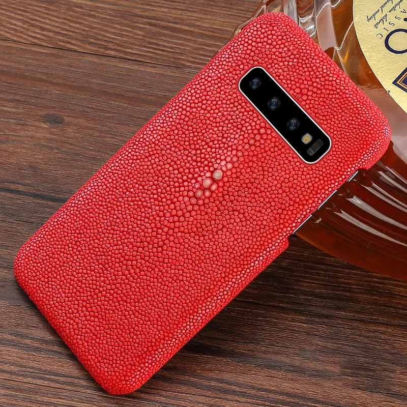 

Genuine stingray leather phone Cover for Samsung Galaxy s10 plus phone case luxury Black case stingray capa for SamsungS10