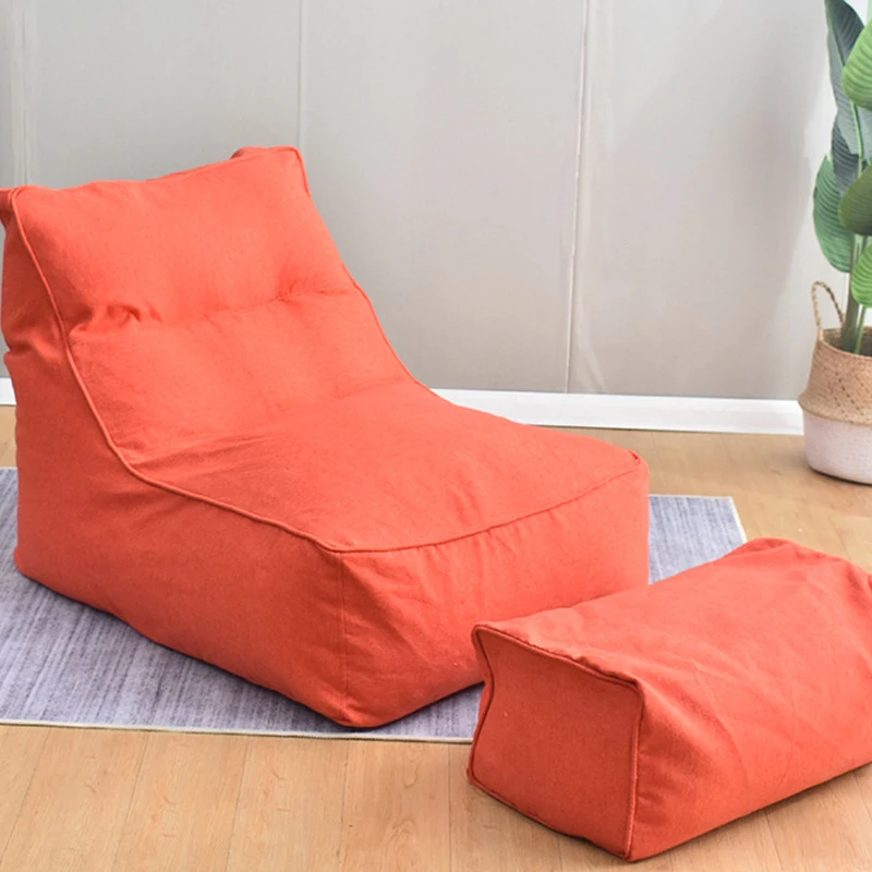 2 шт./компл. большой мешок фасоли комбинированные диваны чехол кресла без наполнителя из хлопка и льна ткань простой закрытый ленивый лежак для взрослых и детей - Цвет: Orange