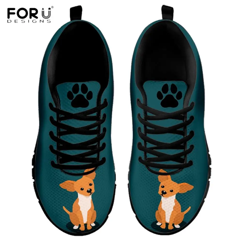 FORUDESIGNS/Милая женская обувь на плоской подошве с рисунком собаки/щенка чихуахуа