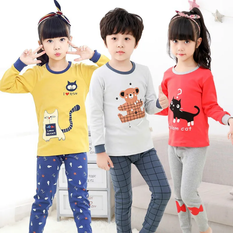 

Cartoon Children Pajamas Long Sleeve Boys Girls Clothes Spring Pyjamas Kids Sleepwear Cotton Nightwear Child Baby Clothing Sets