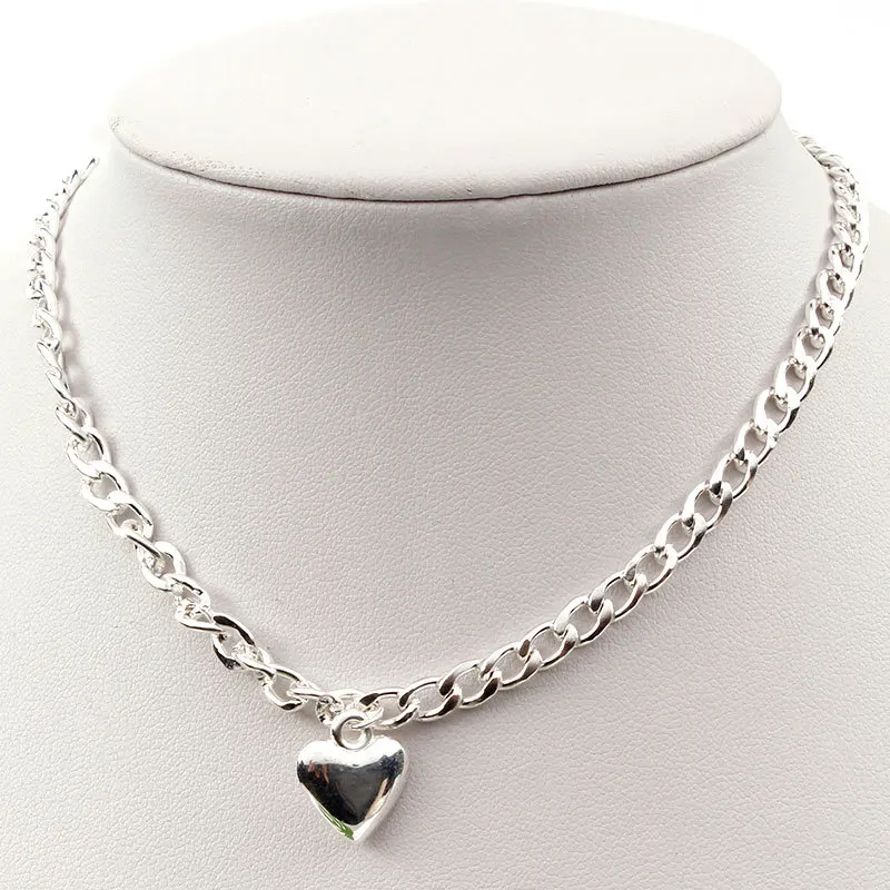 LOREDANA, цепочка в форме сердца, ожерелье с подвеской в виде сердца, изготовлено для женщин - Окраска металла: Платиновое покрытие