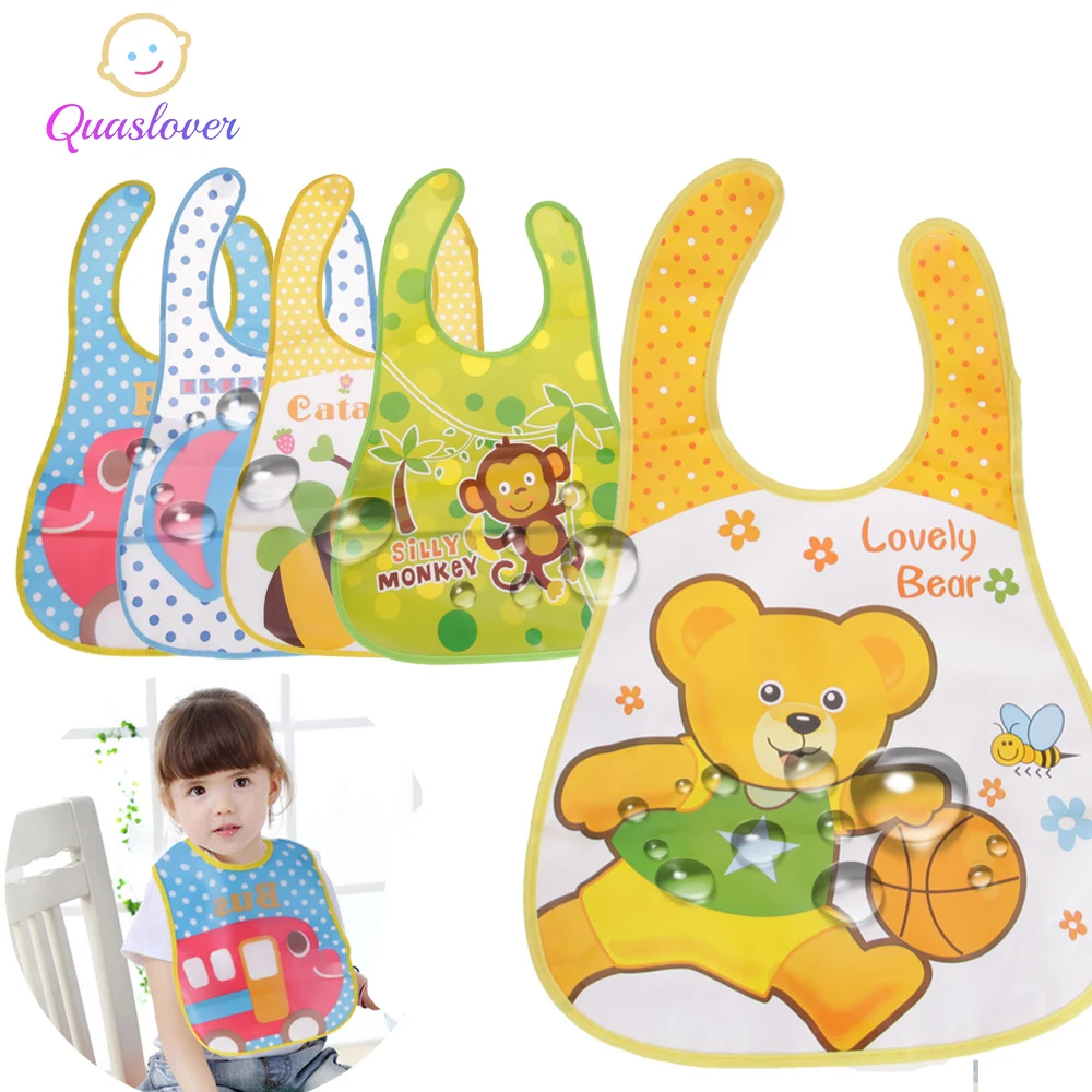 

Quaslover Waterproof Baby Bib EVA Plastic Lunch Feeding Bibs Newborn Burp Cloths Cartoon Printing Aprons Girls Boy Saliva Towel