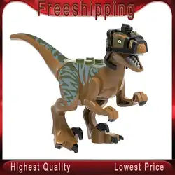 Один продажи здания блочные фигурки Динозавры юрского периода Dilophosaurus Велоцираптор птеранодон подарок игрушки для детей XH1145