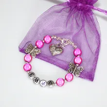 New Girls Kid Butterfly Bracelets Any Name Birthday Charm Personalised Gift