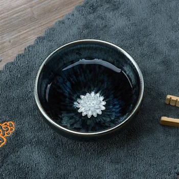 

Jianye Oil Drops Tianmu Baihua qi Colorful Silver Fish Cup Iron Tire Pins Cup Kung Fu Tea Set coffee mug tea cup gifts 5ZJ12