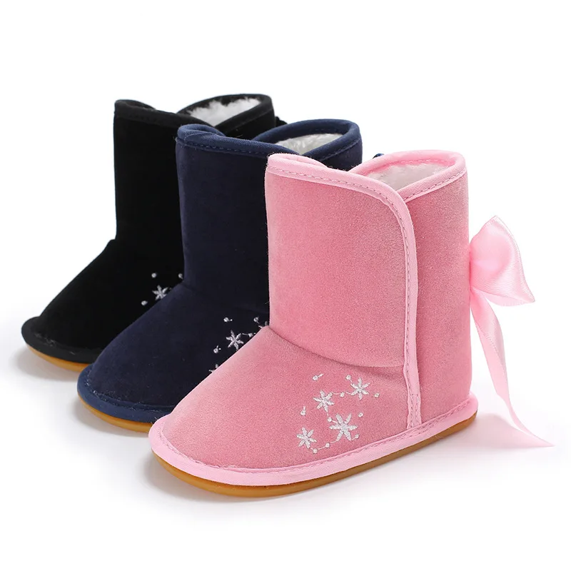 Зимние Бархатные теплые зимние ботинки для маленьких девочек 0-1 лет, Нескользящие ботинки на резиновой подошве для малышей