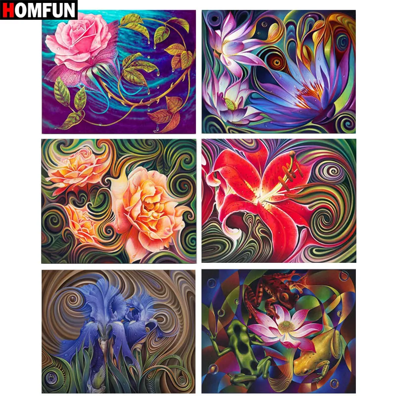 

HOMFUN Full Square/Round Drill 5D DIY Diamond Painting "Abstract flower" 3D Embroidery Cross Stitch 5D Home Decor Gift