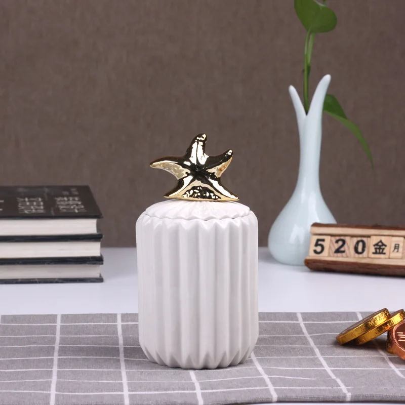 Творческий керамическое покрытие домашнего украшения предметов Герметичные банки свадебный подарок коробка для хранения - Цвет: Светло-серый