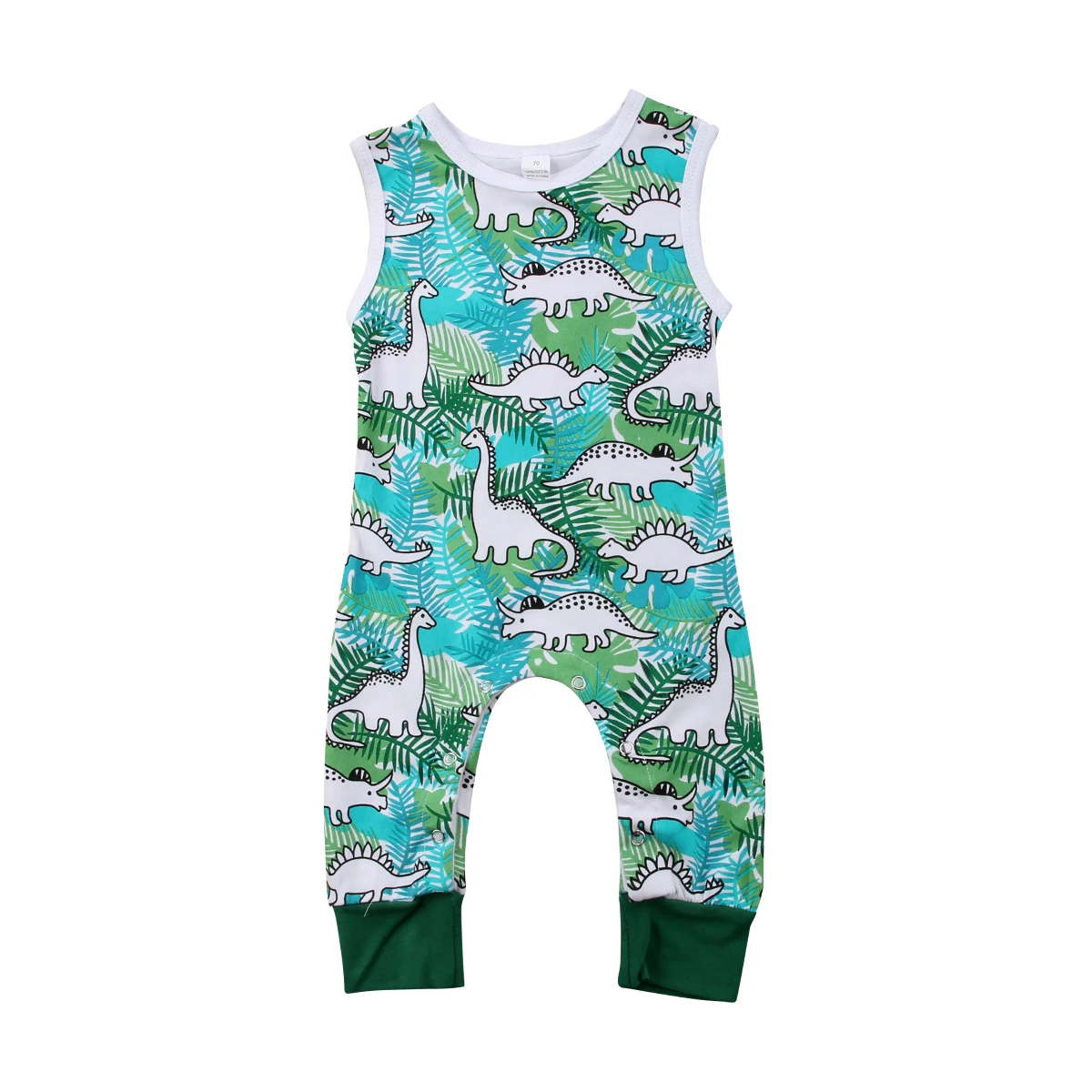 0 18M Newest Baby Boy Girl Infant Dinosaur Pattern Green Sleeveless
