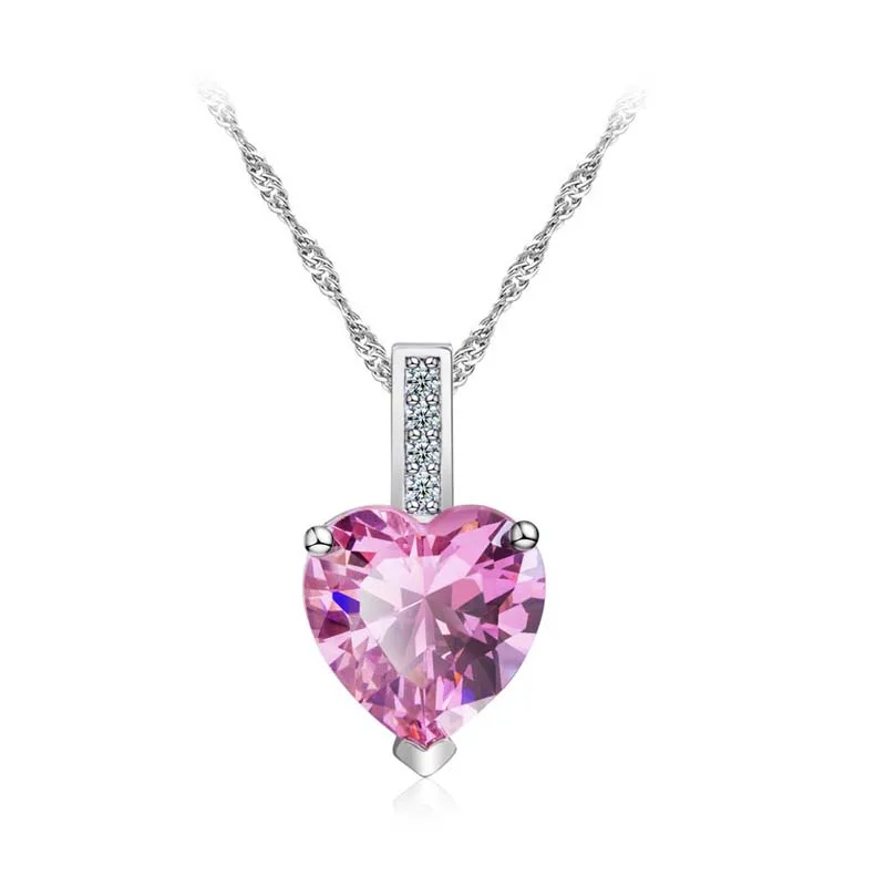 

Romantic Brilliant Exquisite Pink Heart shape Crystal Pendant necklace Top Quality hot selling for Lover gift B73