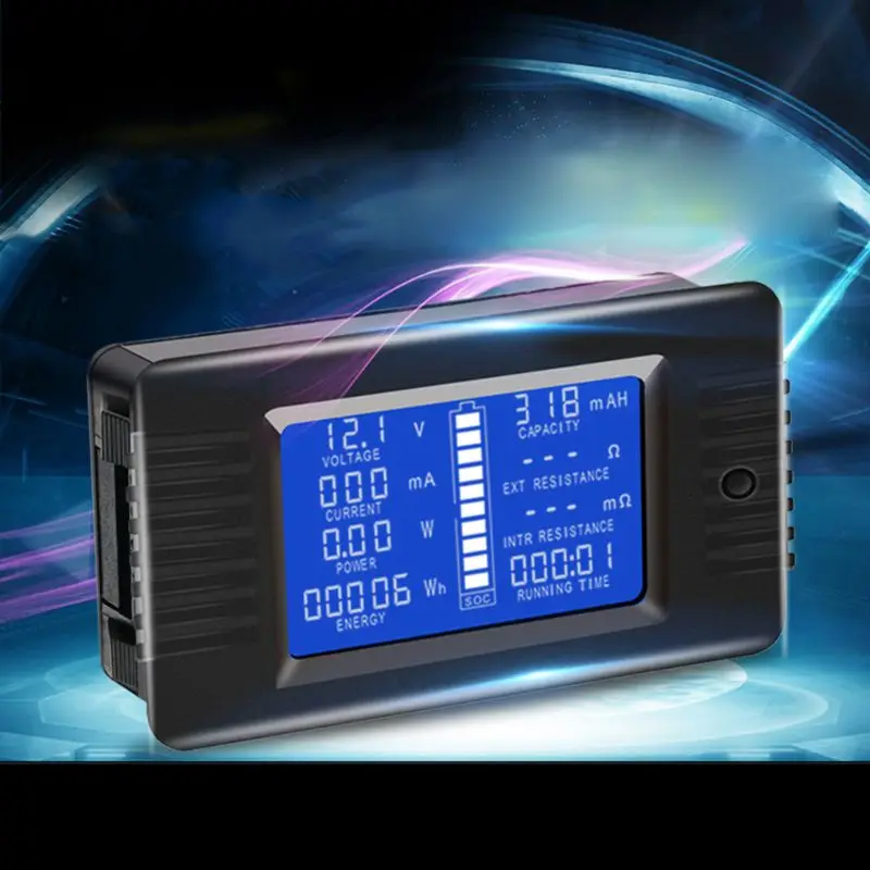 DC 0-200V 0-300A Battery Tester Voltmeter Ammeter Power Impedance Capacity Energy Time Meter 50A/100A/200A/300A Battery Monitor