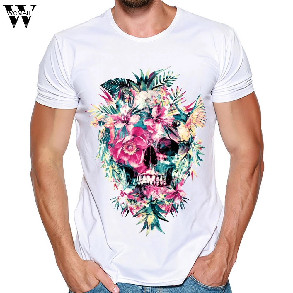 

Womail T-shirt Men Summer fashion T-Shirt Casual Fit Short Sleeve Skull Print Gift NEW tshirt men Casual Daliy cozy 2019 M29