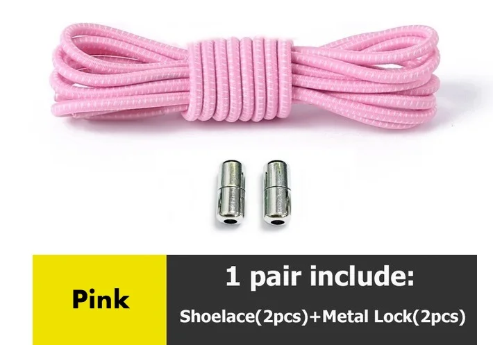 1 пара шнурки без завязок эластичные запирающиеся круглые шнурки быстрые ленивые шнурки 22 цвета - Цвет: A-pink