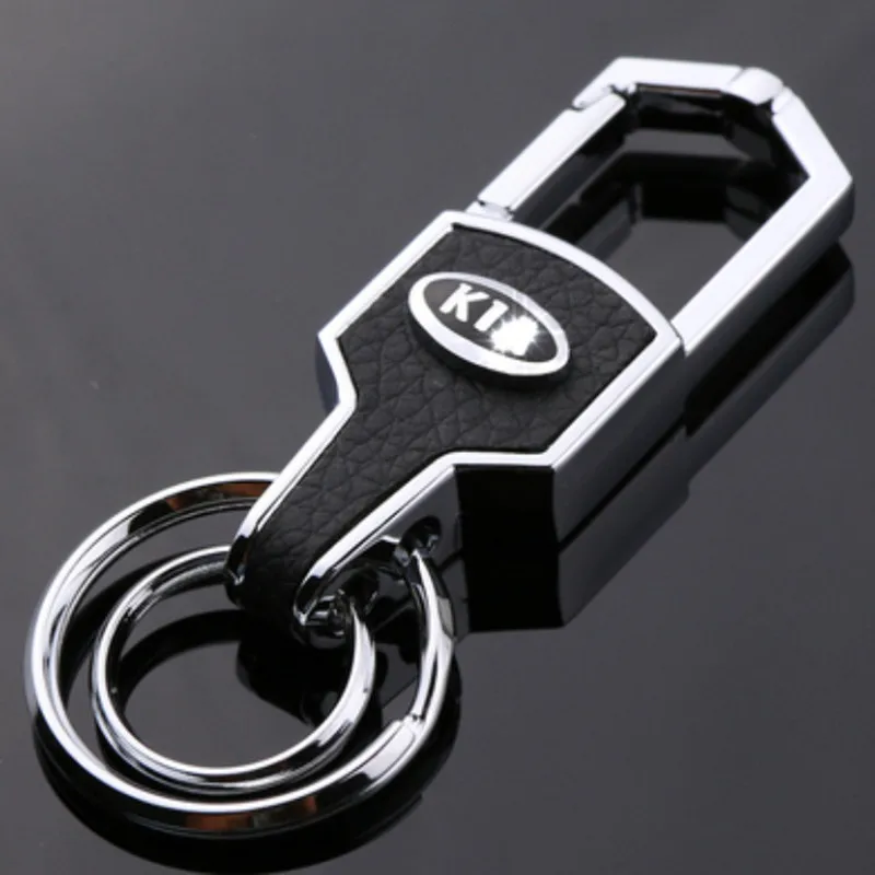 

3D Metal Car-Styling Keychain Leather Car Key Ring Car key chain Holder Housekeeper For Nissan Bmw Honda Skoda VW KIA Hyundai