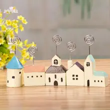1pc small house shape resin card holder business card photo picture holder home desktop decoration ornament