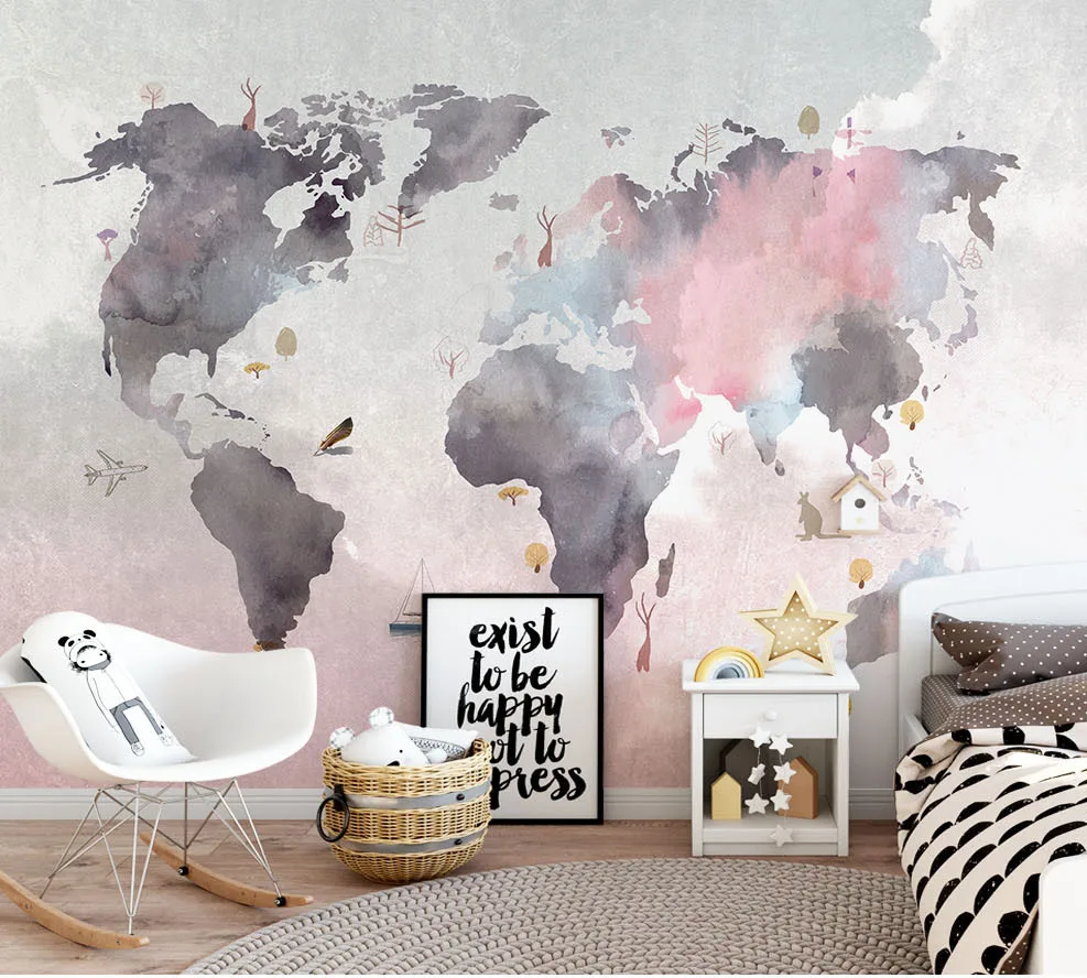 Aliexpress Buy 8D Abstract World Map Wallpaper Mural