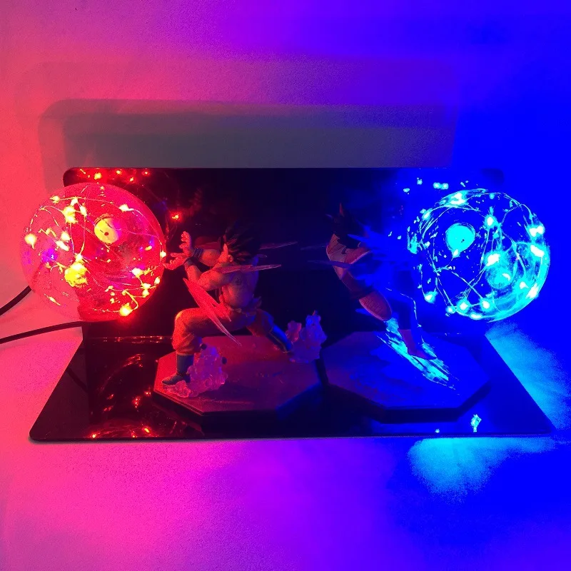 DROPSHIPPIN креативный Жемчуг дракона Z фигурка светодиодный светильник Сон Гоку против Вегета светодиодный ночник боевой флэш-шар DIY дисплей игрушка