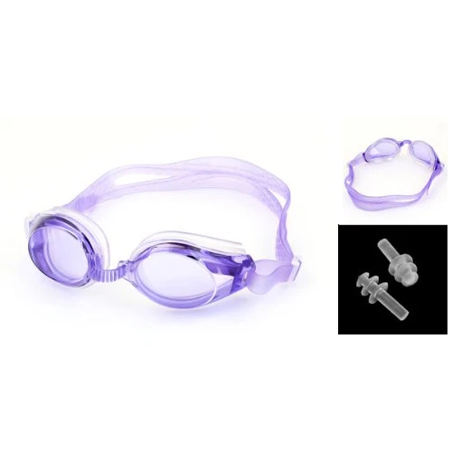 Пластиковые очки для плавания для женщин и мужчин, очки для плавания фиолетового цвета с затычками для ушей#8