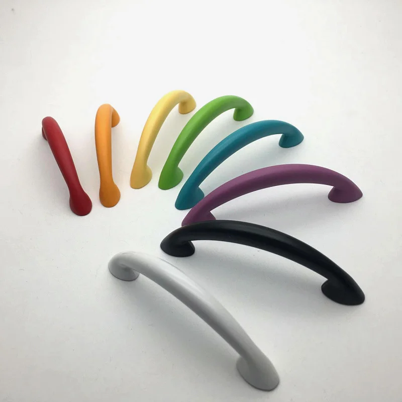 

96mm color children room furniture handles red blue white black pink purple orange kitchen cabinet dresser drawer pulls knobs