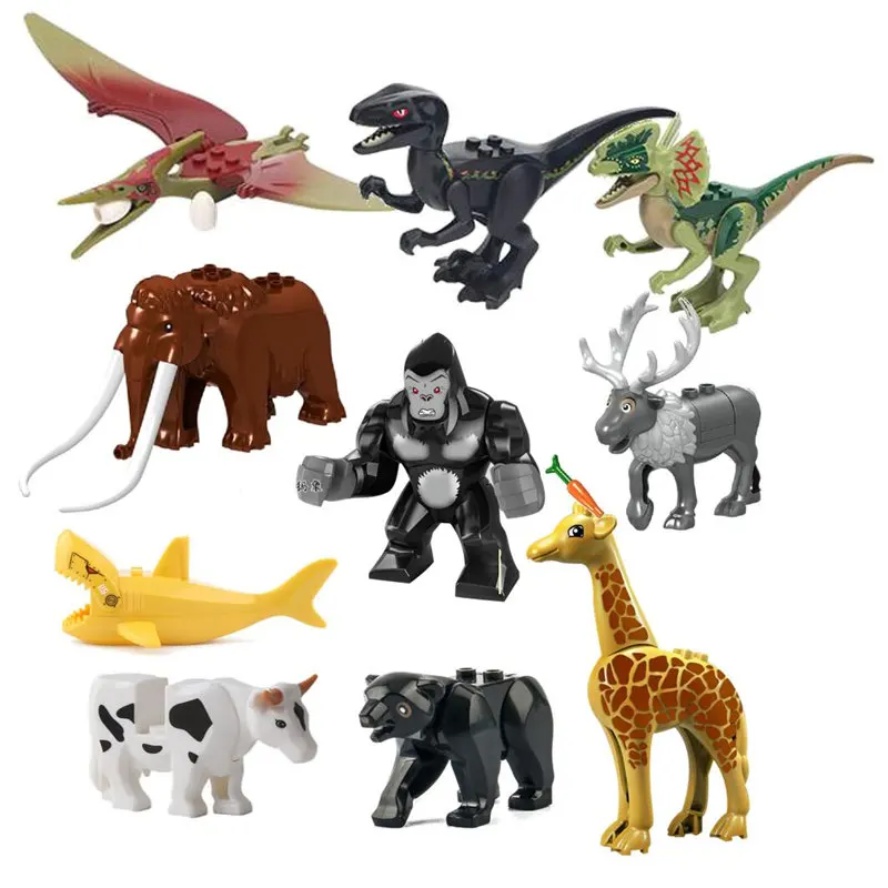 

Jurassic World Dinosaur Mammoth Wolf Mammuthus Animal Horse giraffe Christmas elk Building Blocks Kids Toys juguetes