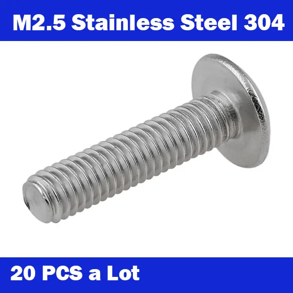 

M2.5*4-16mm 20PCS JISB1111T 304 Stainless Steel Large Flat Head Machine Screws,Mushroom Head Screws, Large Flat Head Screws