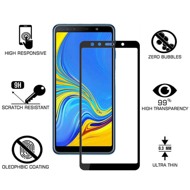 Защитное 3d стекло закаленное для Samsung M20 A7 A6 J6 Plus 2018 M10 M30 J6|Защитные стёкла и плёнки|