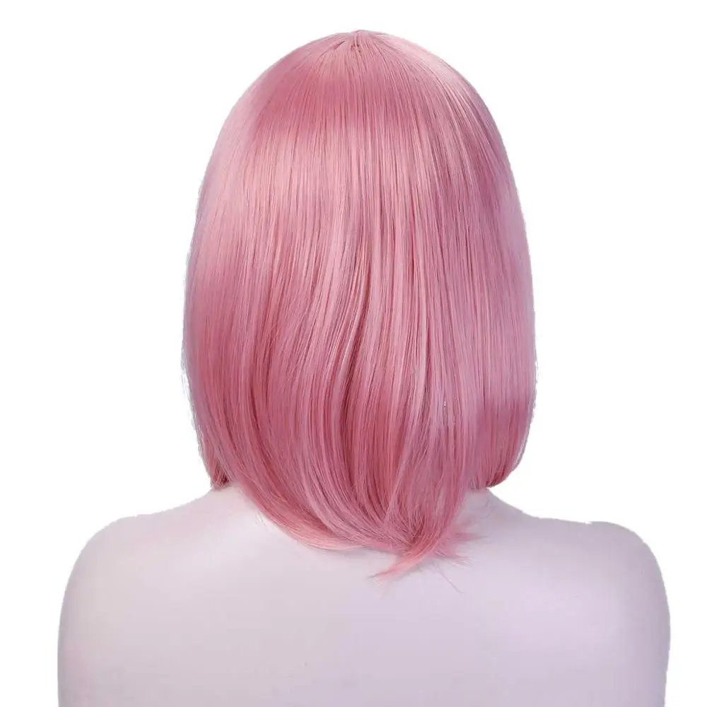 DIFEI 10 цветов Розовый Синий Боб стиль короткий прямой парик термостойкие синтетические волосы косплей парик костюм Хэллоуин вечерние парики - Цвет: PINK